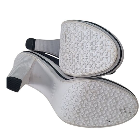 Coach Casandra Mary Jane Buckle Heels Black/White Size 6B EUC 3.75" Heel - Picture 4 of 6
